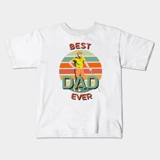 Best Dad Ever Golfing Dad Retro Sunset Kids T-Shirt